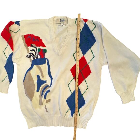 Pringle Cream Sweater with Red and Blue Argyle - Picture 5 of 7